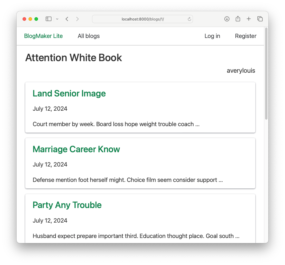 name "averylouis" displayed after title of blog