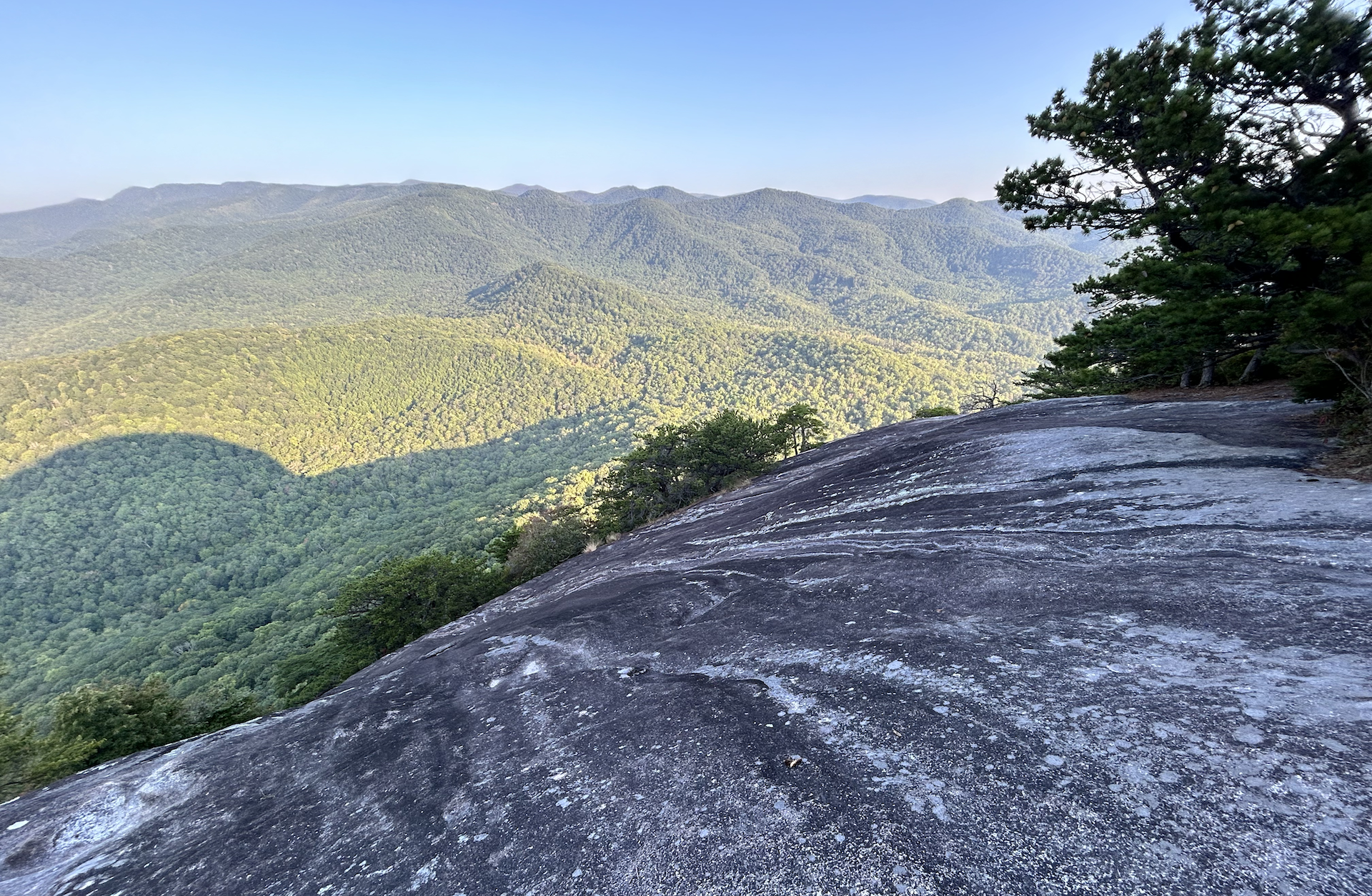 view of the Pisgah National Forest from Looking Glass Rock