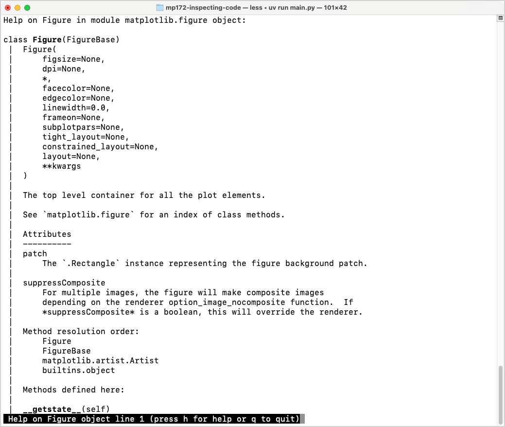 help(fig) output, highlights of which are reproduced in the text that follows