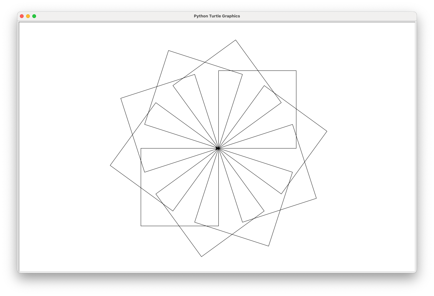 A flower-like shape built from repeated squares.