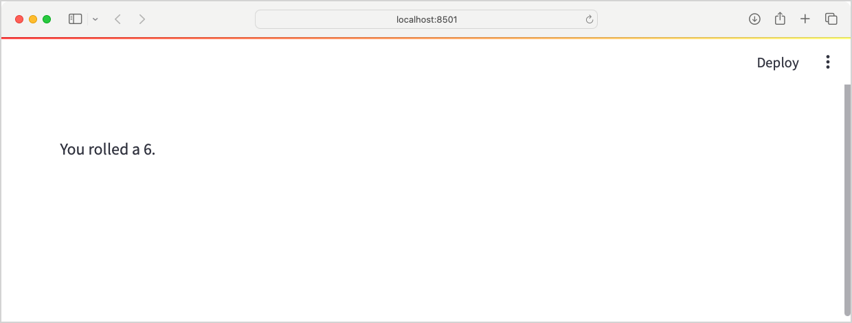 "You rolled a 6." in a browser tab.