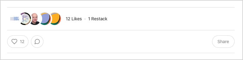 substack post footer, showing plenty of space as well