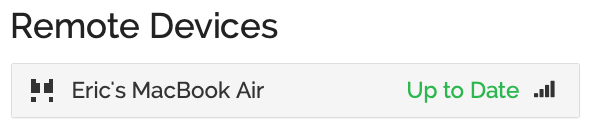 "Remote Devices" dialog, showing the message "Up to Date"