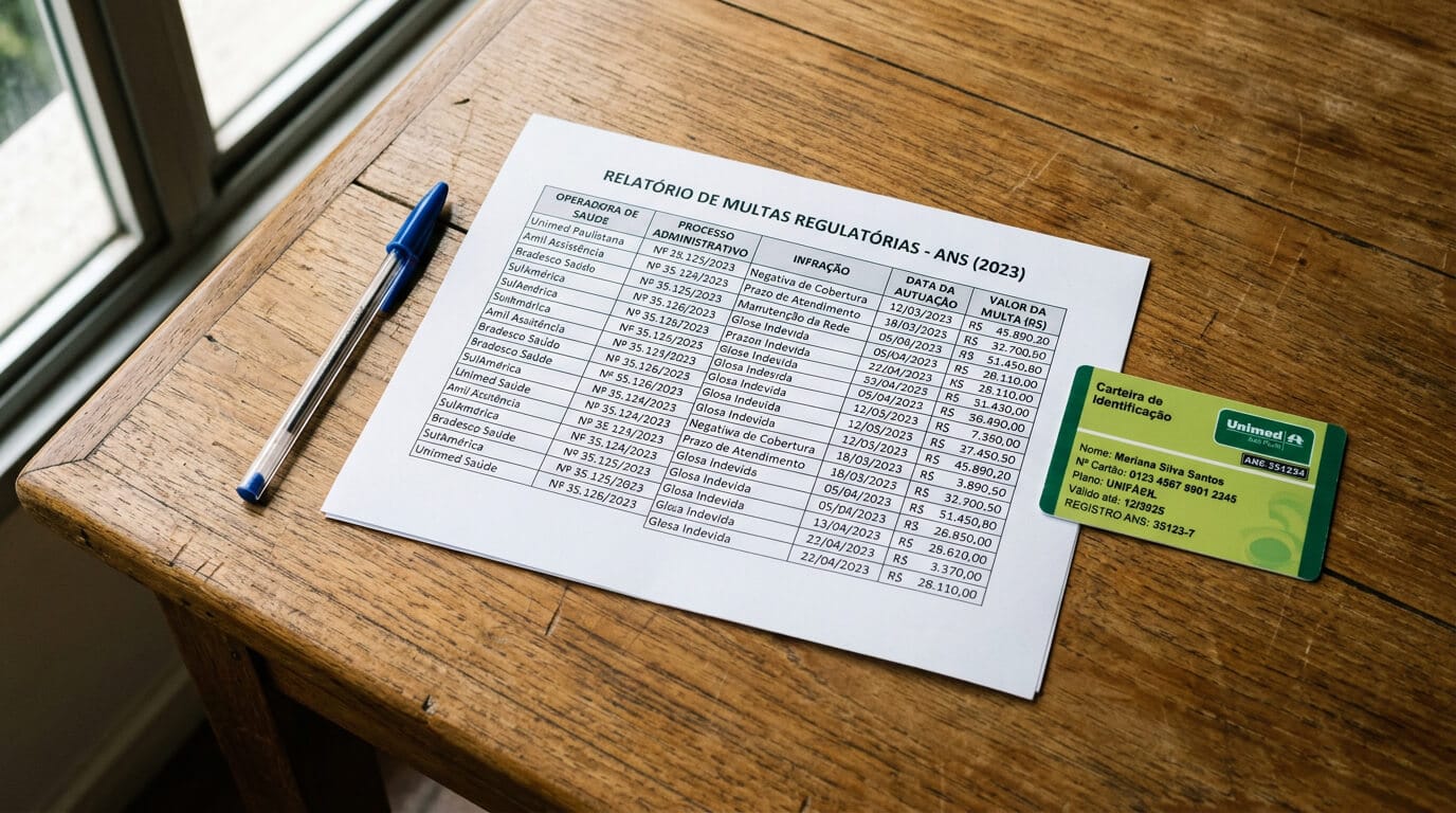 Pessoa acessando o Painel de Fiscalização da ANS no computador, demonstrando como clientes podem consultar o histórico de infrações de operadoras de plano de saúde.