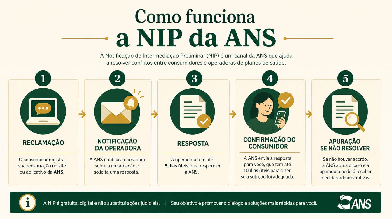 Infográfico com etapas da NIP da ANS.