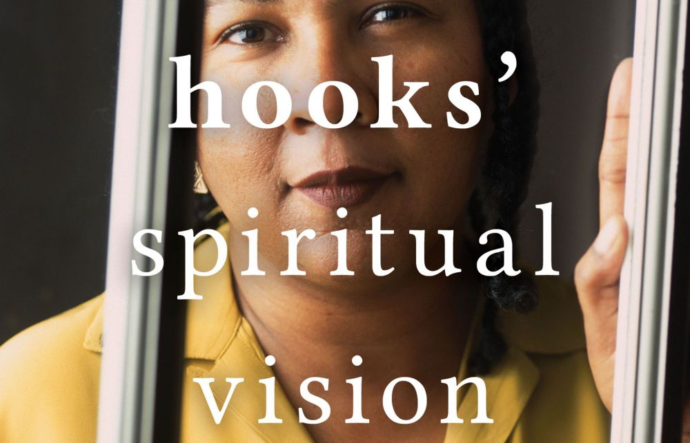 From the cover of Nadra Nittle's new book: bell hooks' spiritual vision. Shows bell hooks, a black woman with short braided h