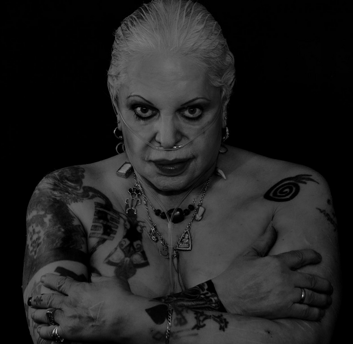 Black and White photo of Genesis P-Orridge