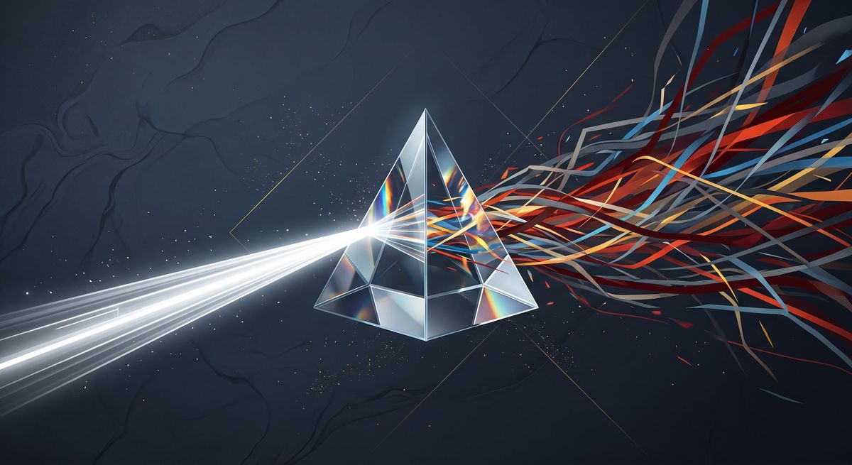 Abstract illustration representing logical reasoning and clarity cutting through complex arguments.