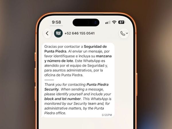 WhatsApp Messaging with Punta Piedra Security Starts Today