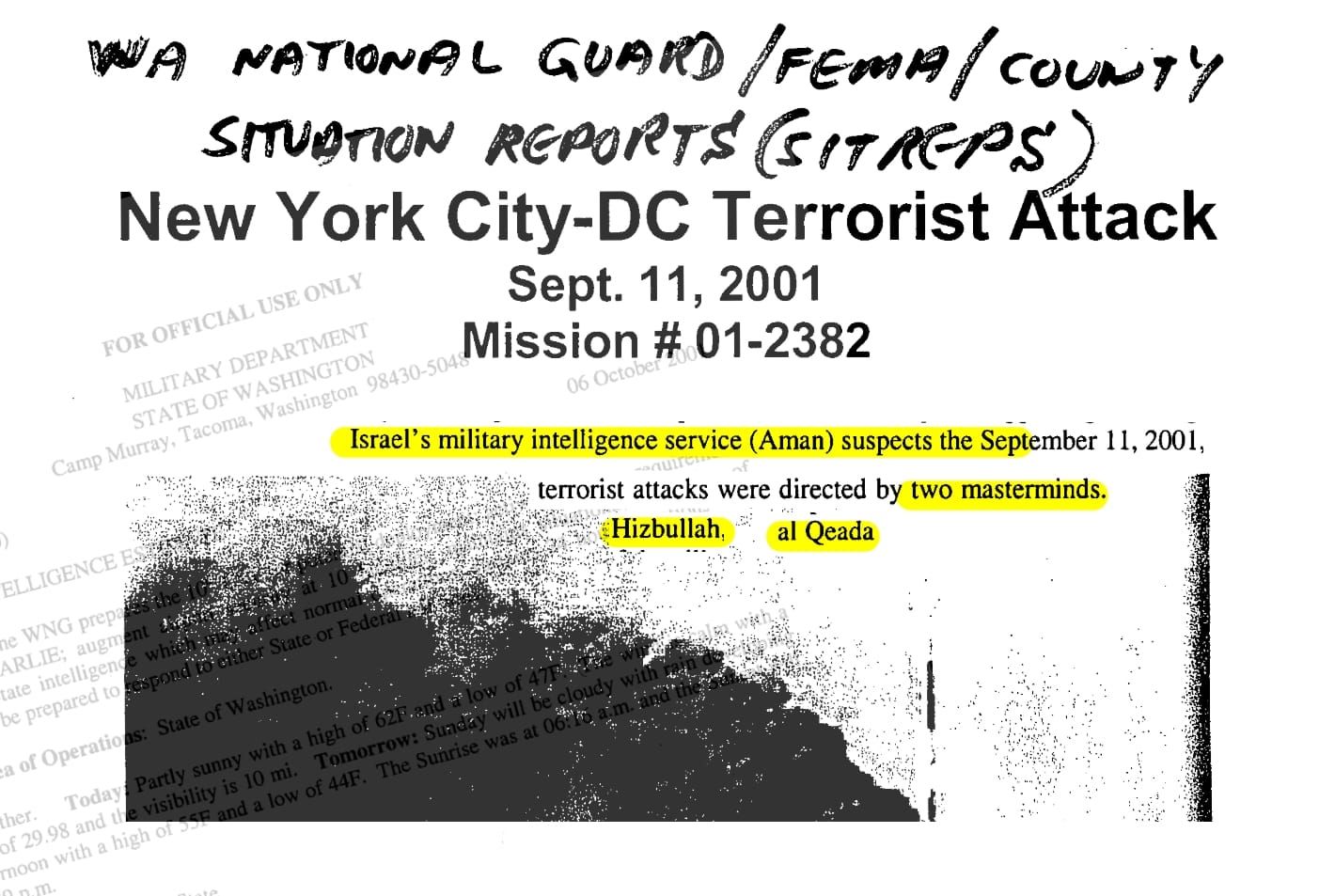 Archives: Israeli Intelligence Told U.S. That Hezbollah Co-Directed 9/11