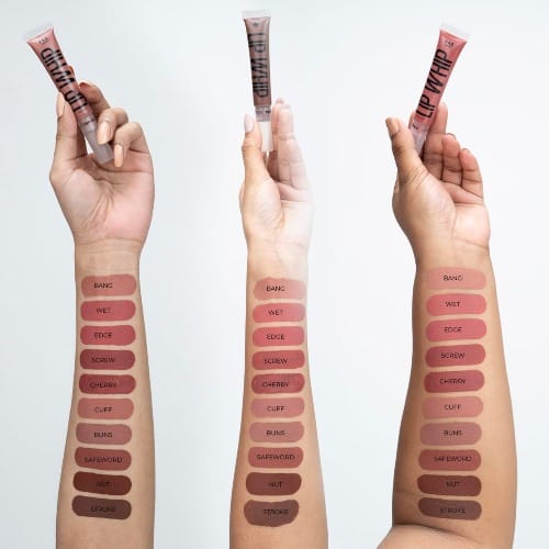 FAE Beauty Lip Whip swatches for Indian skin tones