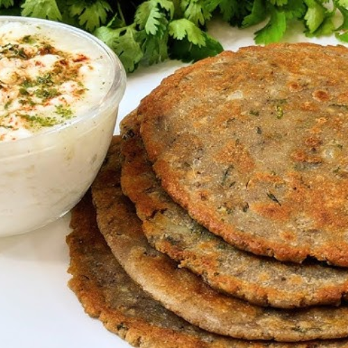 Singhara paratha with fresh curd for Navratri fasting