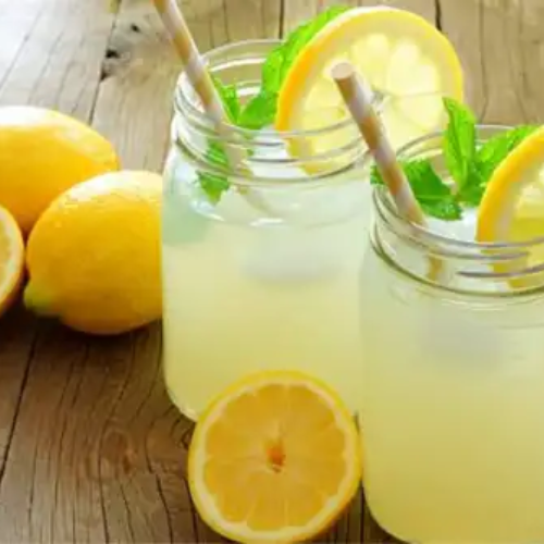  Lemon water with lemon slices for better hydration.