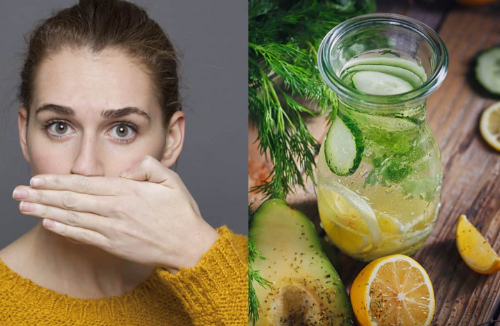  Lemon water with mint leaves for fresh breath.