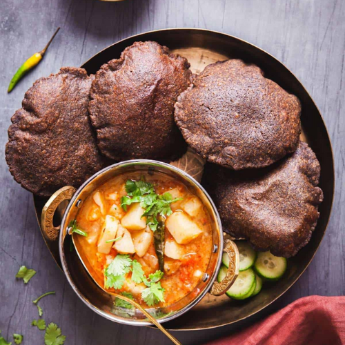 Kuttu ki puri with aloo curry for Navratri vrat