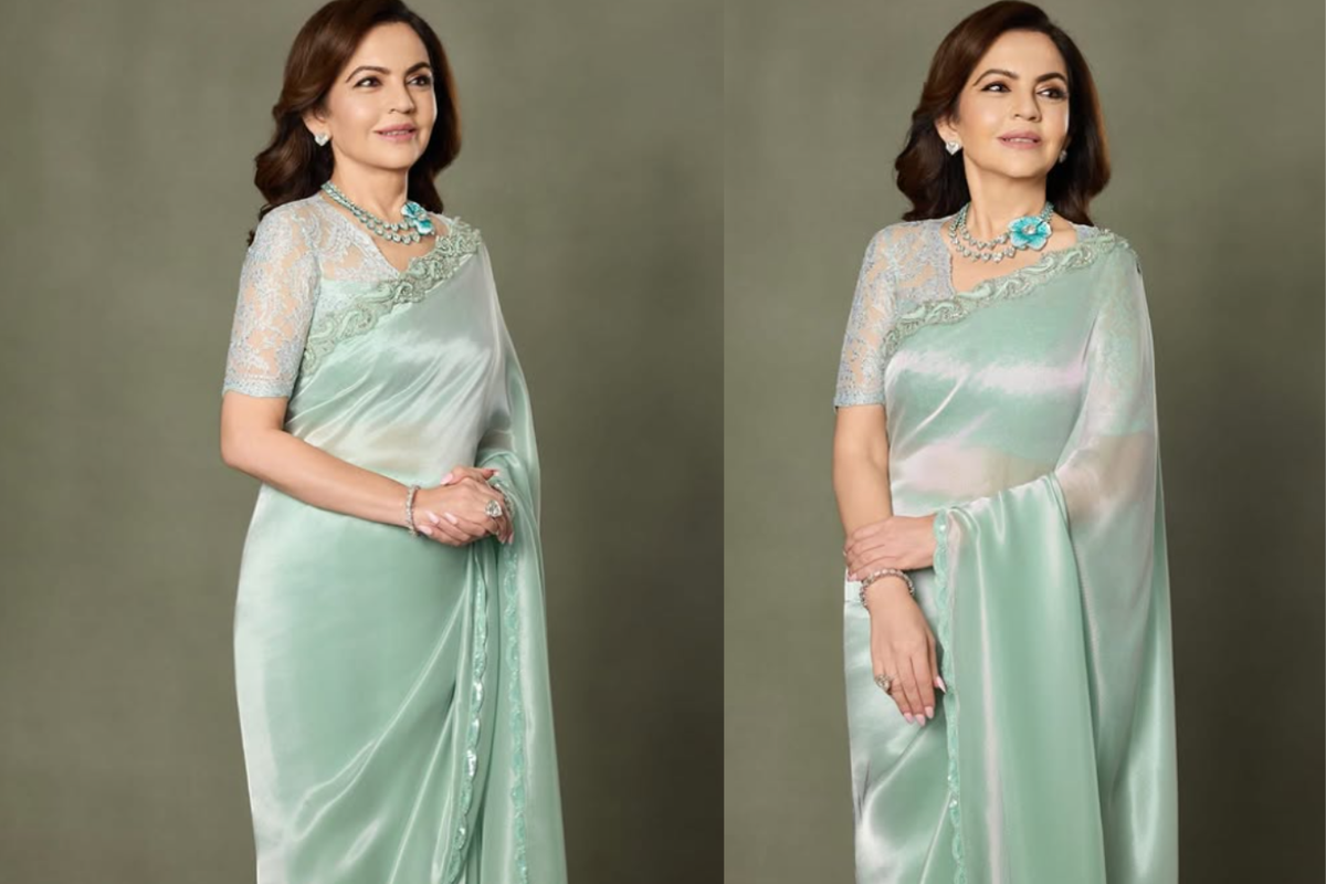 Nita Ambani Stuns in Manish Malhotra Sari & Rare Paraíba Necklace