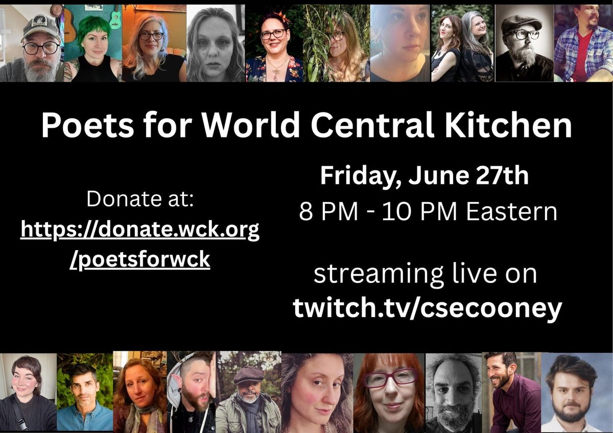 Poets for World Central Kitchen —Special Event Tomorrow!