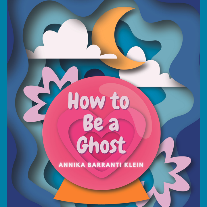 Title card with text over a papercut style pink crystal ball with a heart in it.