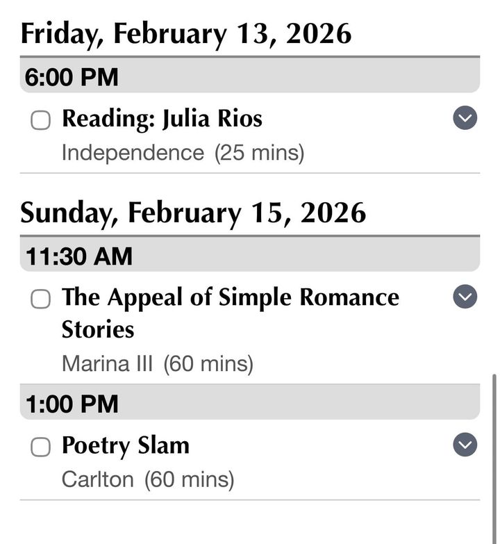 Julia Rios Boskone Schedule (full text in same image later on the page)