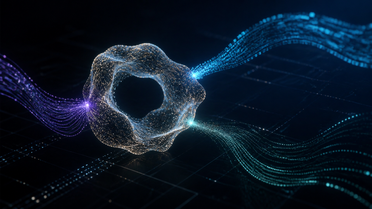 An illuminated Walter orb connects to multiple blue, violet and teal pathways, representing flexible access to different AI models through one operating layer.