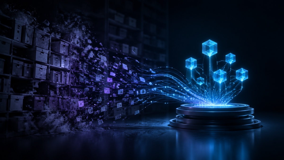 An AI memory system archives outdated fragments while preserving a small set of current verified knowledge.