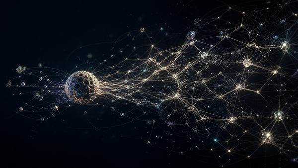 A Walter orb connects into an expanding constellation of decisions and knowledge, representing company memory that compounds over time.