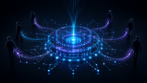 A luminous company knowledge network captures strands of context as employees move away.
