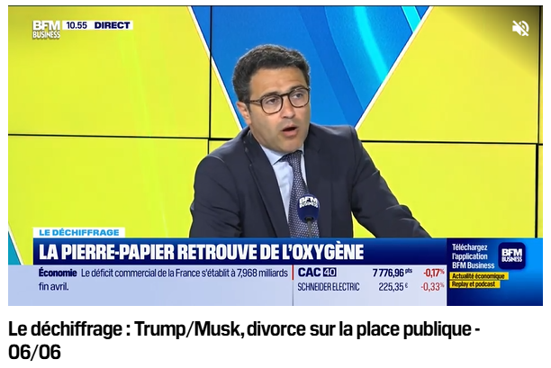 Émission à ne pas manquer sur BFM Business Divorce Musk Trump, champagne et SCPI au programme avec Lorraine. 🇺🇸 Divorce Trump Musk.