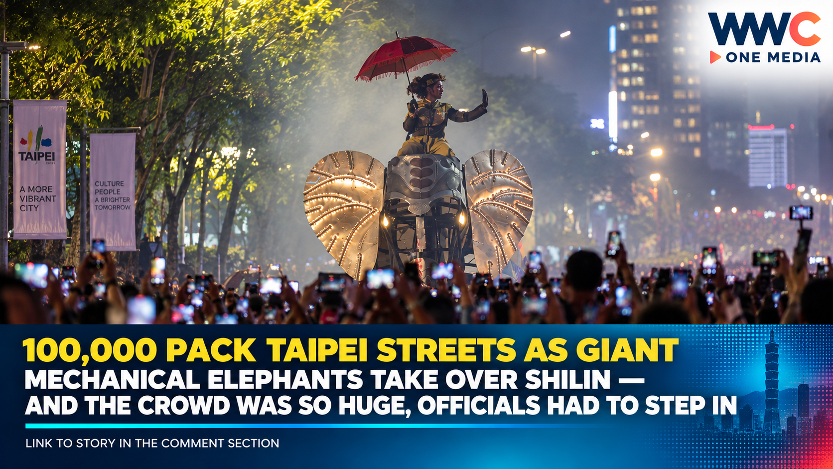 100,000 Pack Taipei Streets as Giant Mechanical Elephants Take Over Shilin — And the Crowd Was So Huge, Officials Had to Step In