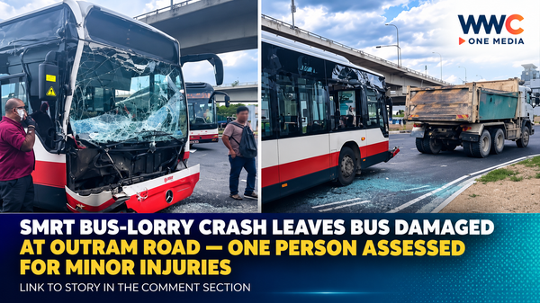SMRT Bus-Lorry Crash Leaves Bus Damaged at Outram Road — One Person Assessed for Minor Injuries