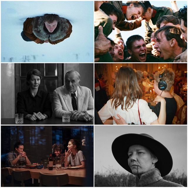 Six-still collage from MUBI’s 2026 BFI London Film Festival slate, showing a mix of colour and black-and-white film scenes.