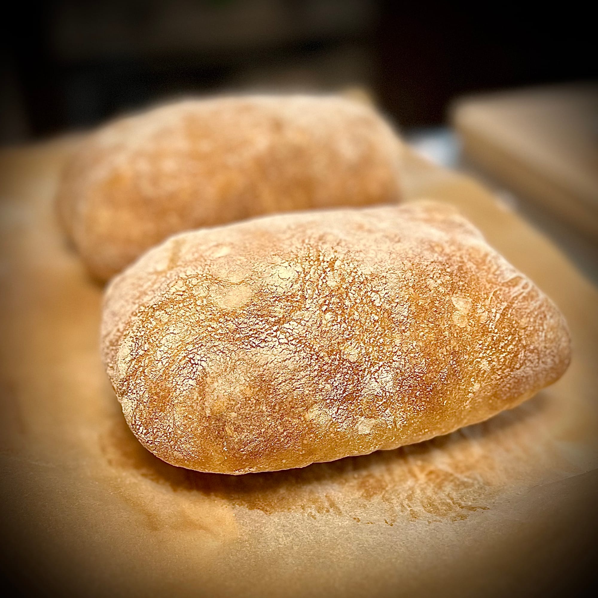 Two Loaves of Fresh Ciabatta