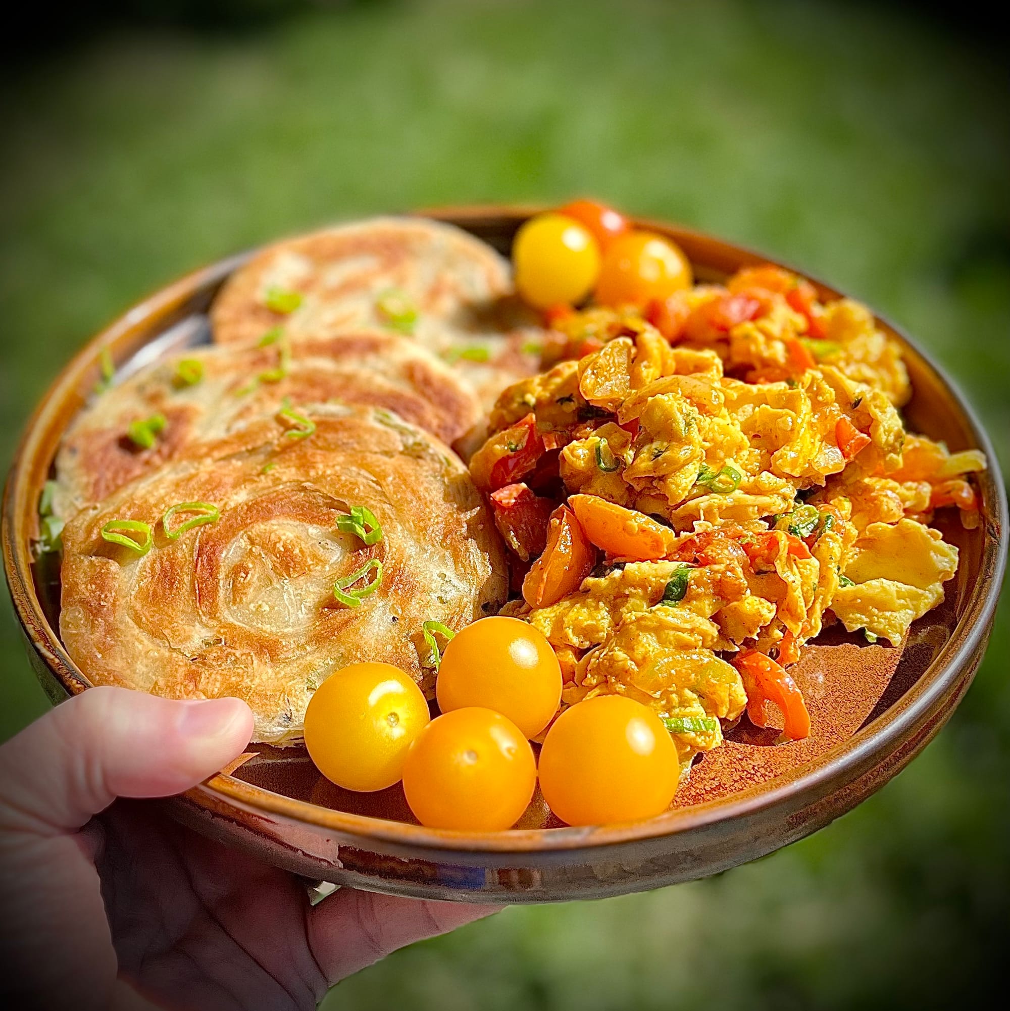 Pakistani Breakfast of Khageena and Scallion Flatbread