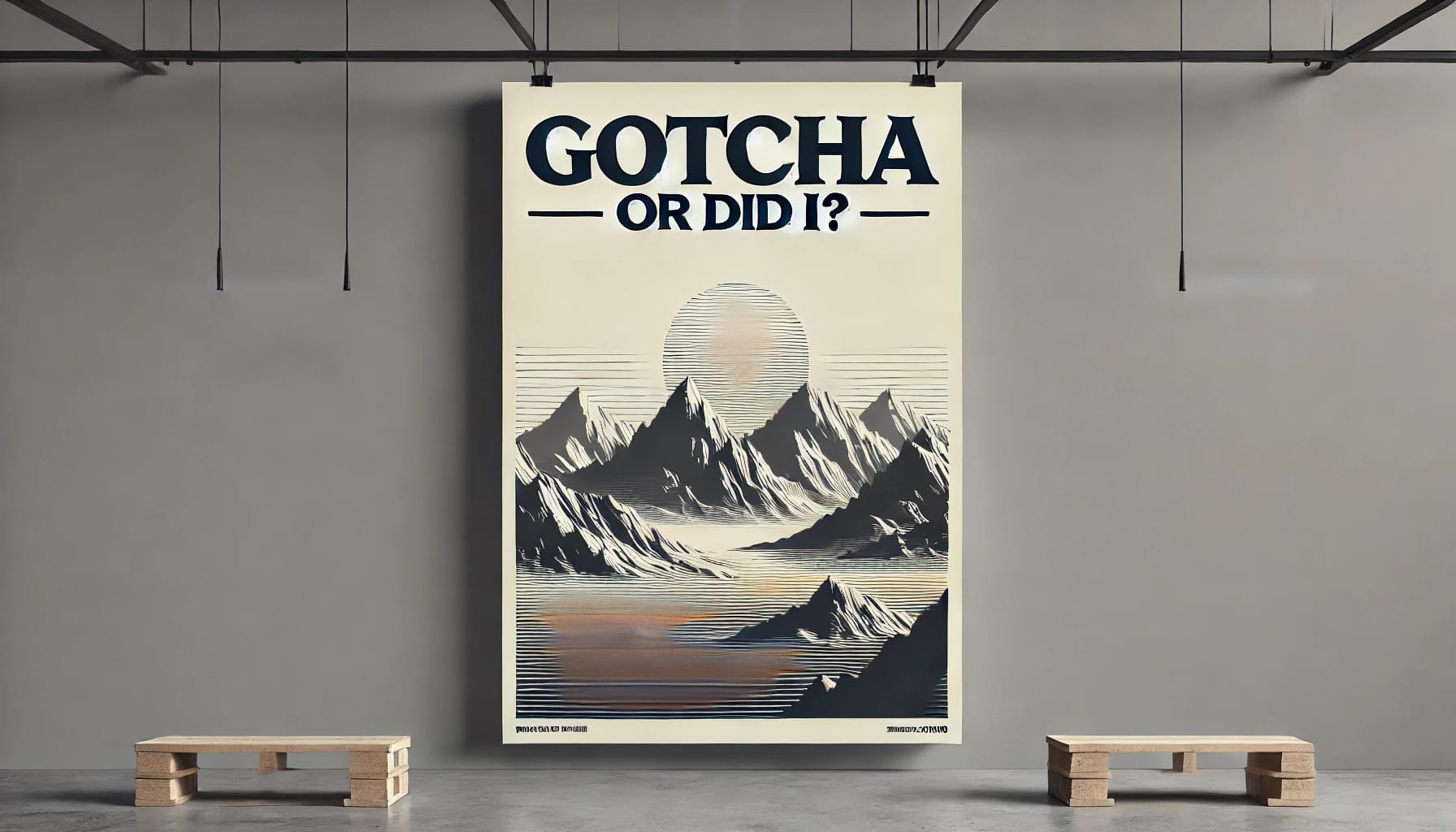 Large Artwork in Gallery with the Words, "Gotcha - or Did I?"