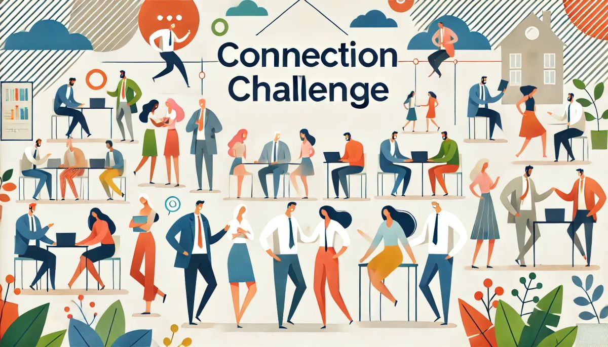 Fun, colorful animated image of people making connections