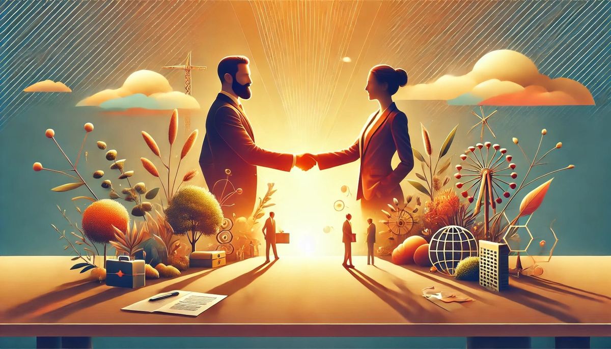 Stylized Image of Man and Woman Shaking Hands