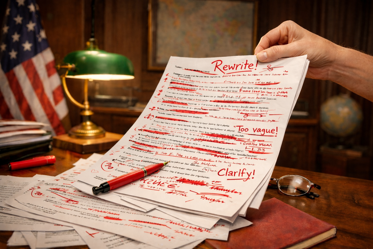 Red Edits Covering a Draft Document