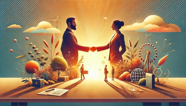 Stylized Image of Man and Woman Shaking Hands