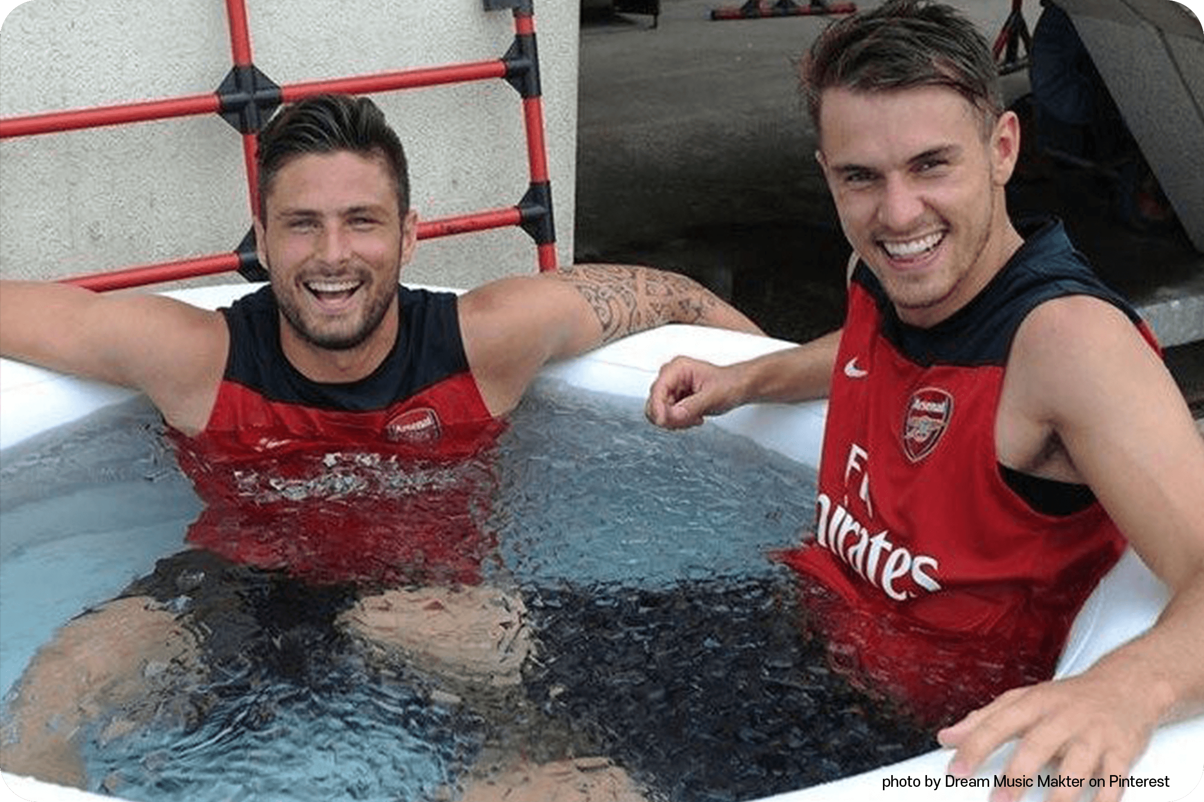 냉수욕을 하는 운동선수