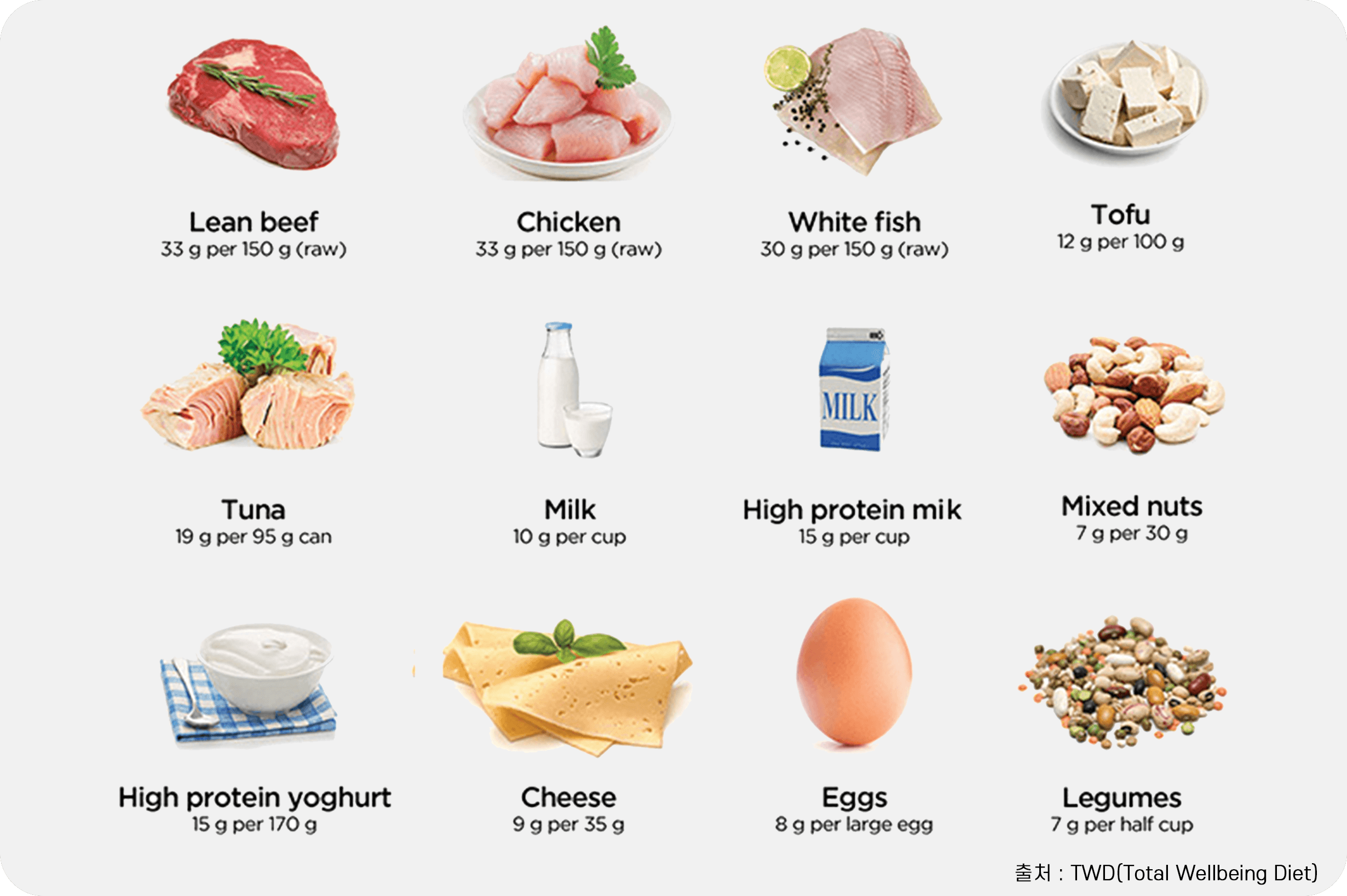 식품 단백질 함유량
