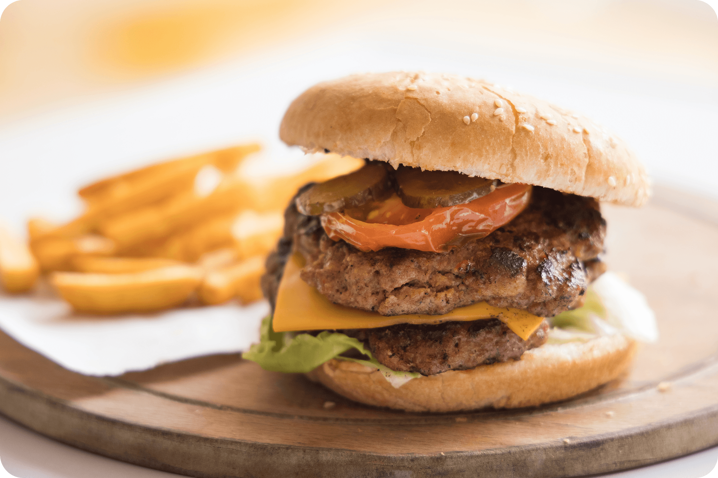 탄수화물, 단백질이 풍부한 햄버거