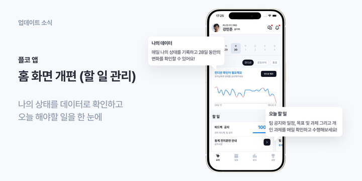 플코 앱 새 홈 화면, 오늘 할 일 카드 다섯 장