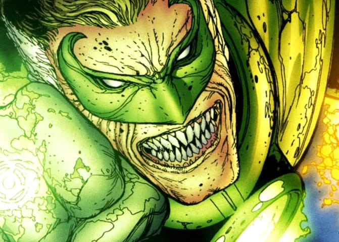 Hal Jordan en méchant Parallax avec des dents hyper pointues.