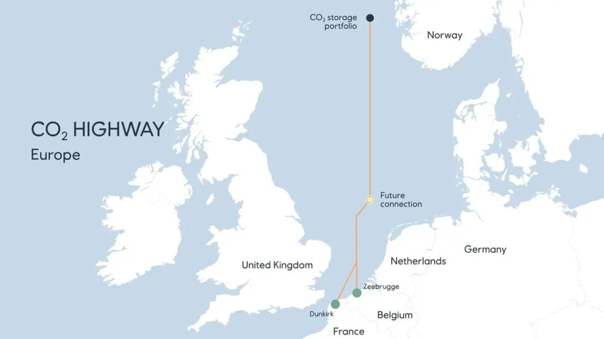 Equinor legt project voor CO2-pijpleiding tussen Duinkerke en de Noordzee stil