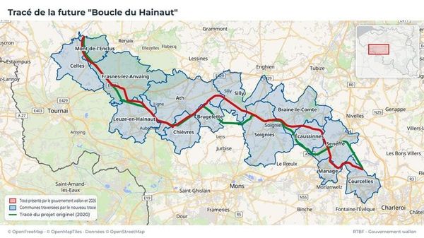 Waar loopt de hoogspanningslijn 'Boucle du Hainaut' precies?