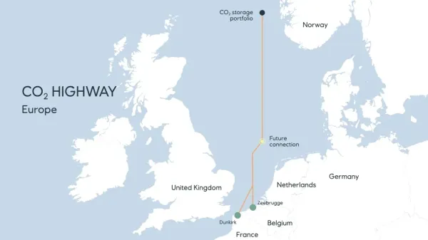 Equinor legt project voor CO2-pijpleiding tussen Duinkerke en de Noordzee stil