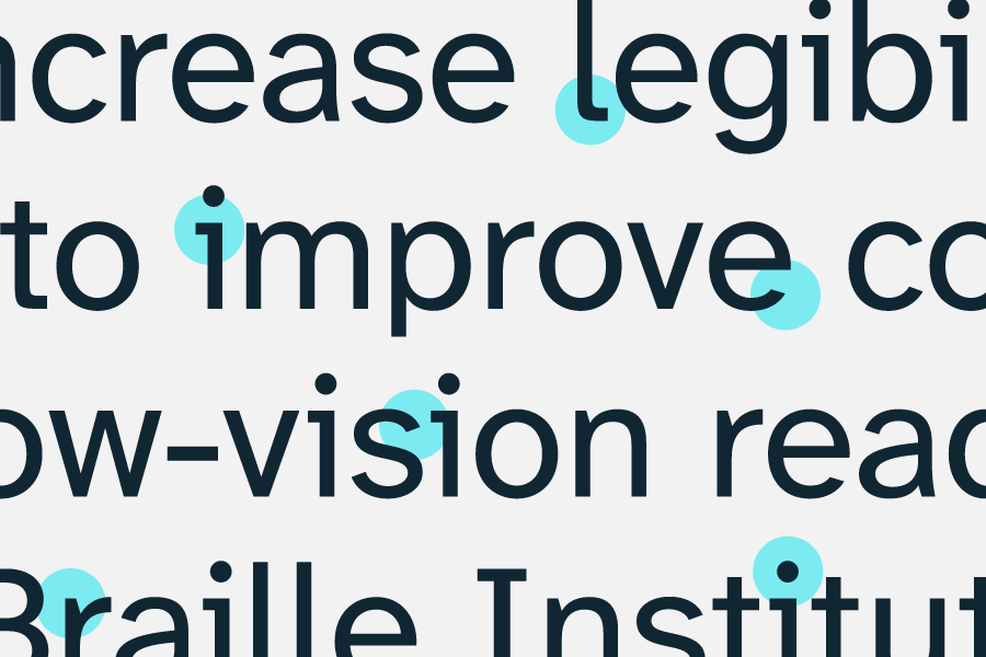 Sample text of Atkinson Hyperlegible Next font with highlighted accessibility features