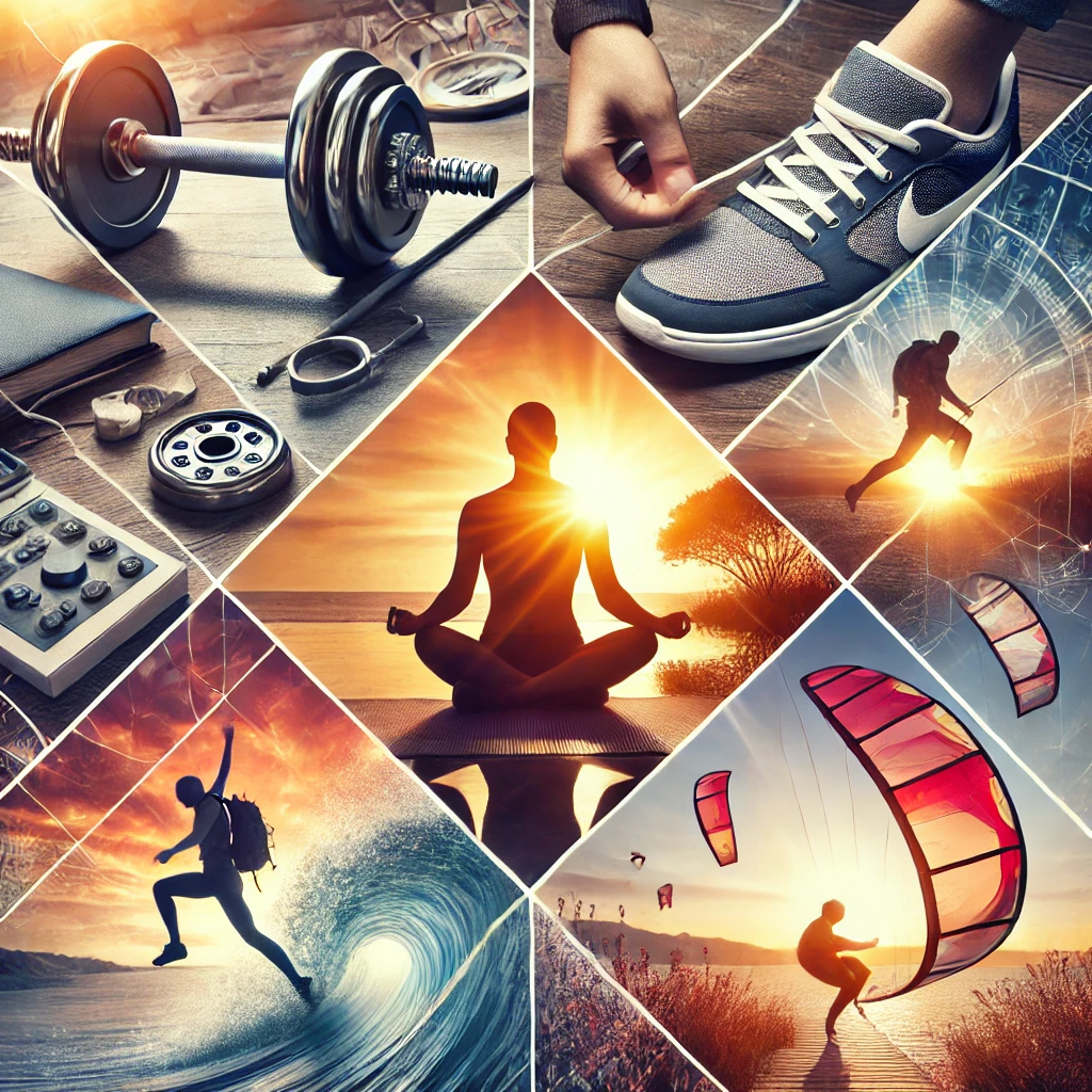 Illustration of habits like workouts, meditation, and brainstorming inspired by routines of Barack Obama, Oprah, and Richard Branson.