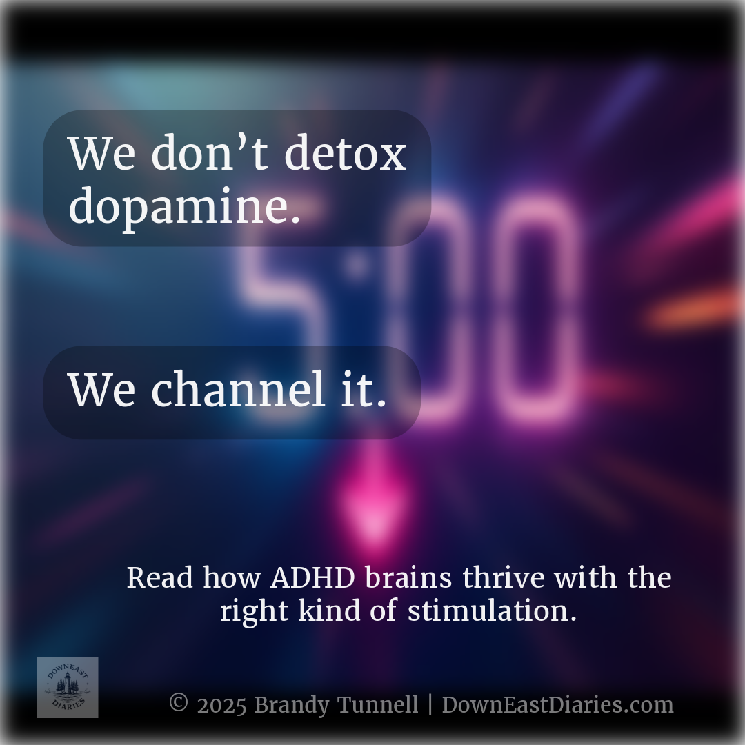 Bright image with 5:00 timer and text about channeling dopamine for ADHD.