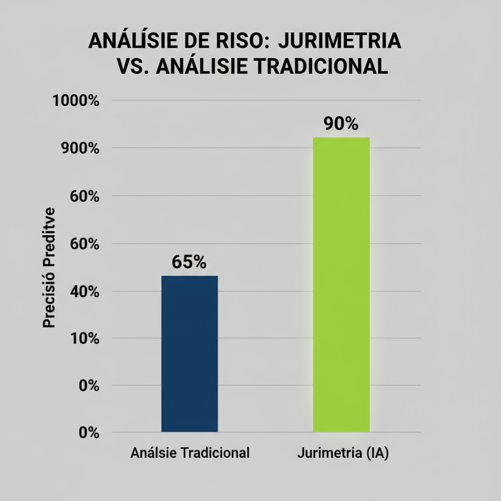 Gráfico comparativo da precisão da análise de risco: Jurimetria vs. Análise Tradicional